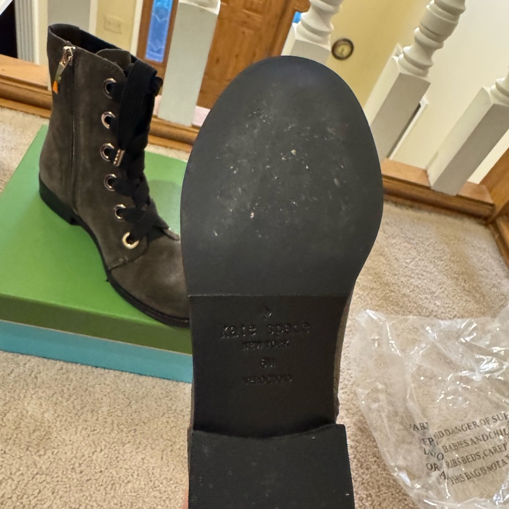 Kate Spade “Raquel” booties in olive green suede, size 6, worn once - Picture 2 of 8